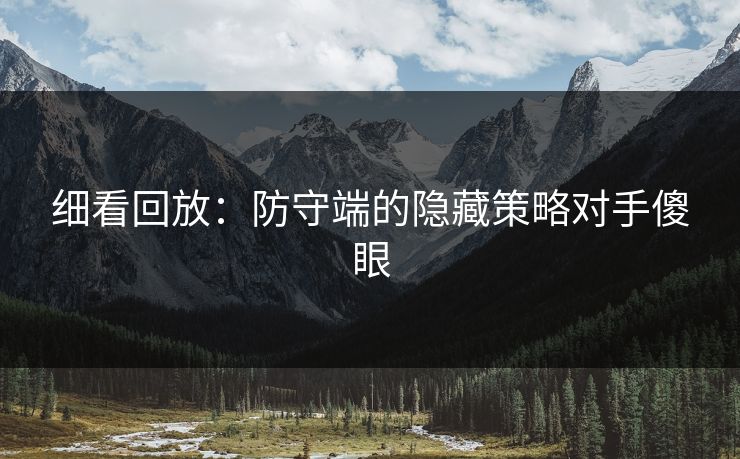 细看回放：防守端的隐藏策略对手傻眼