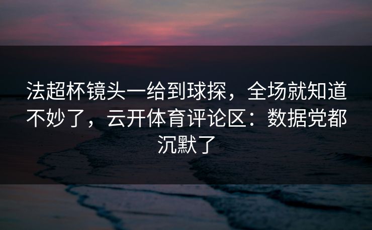 法超杯镜头一给到球探，全场就知道不妙了，云开体育评论区：数据党都沉默了