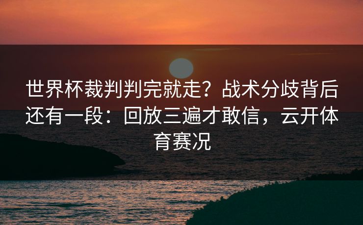 世界杯裁判判完就走？战术分歧背后还有一段：回放三遍才敢信，云开体育赛况