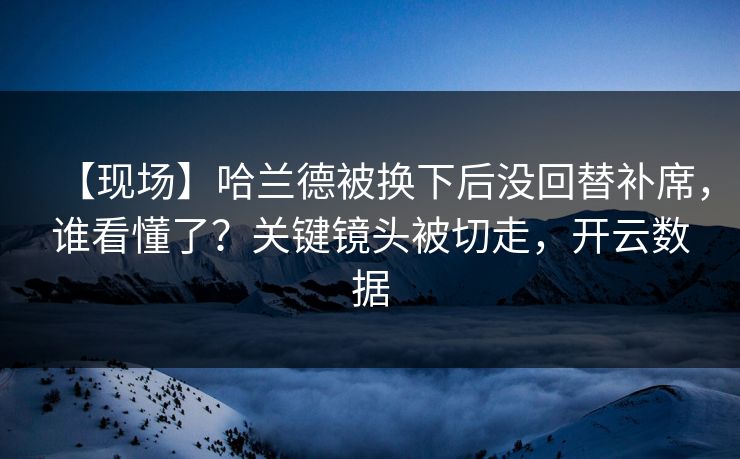 【现场】哈兰德被换下后没回替补席，谁看懂了？关键镜头被切走，开云数据