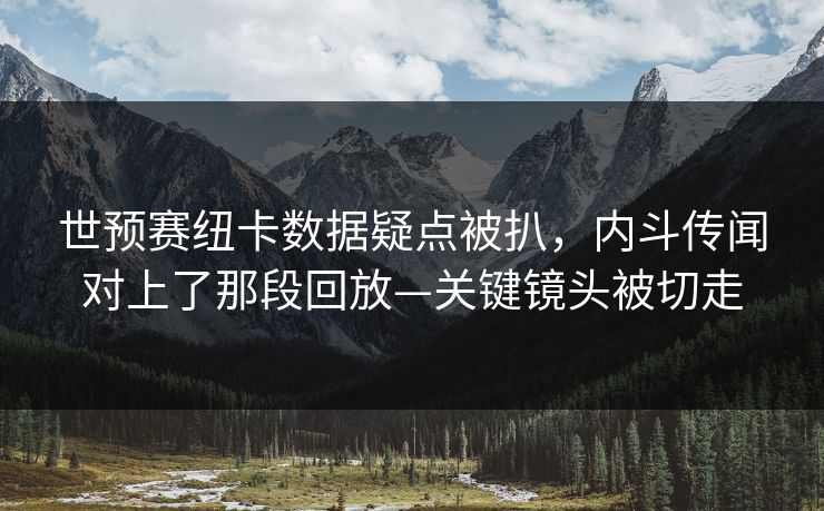 世预赛纽卡数据疑点被扒,内斗传闻对上了那段回放—关键镜头被切走